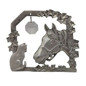 Hampshire Pewter Cat And Horse Window Suncatcher